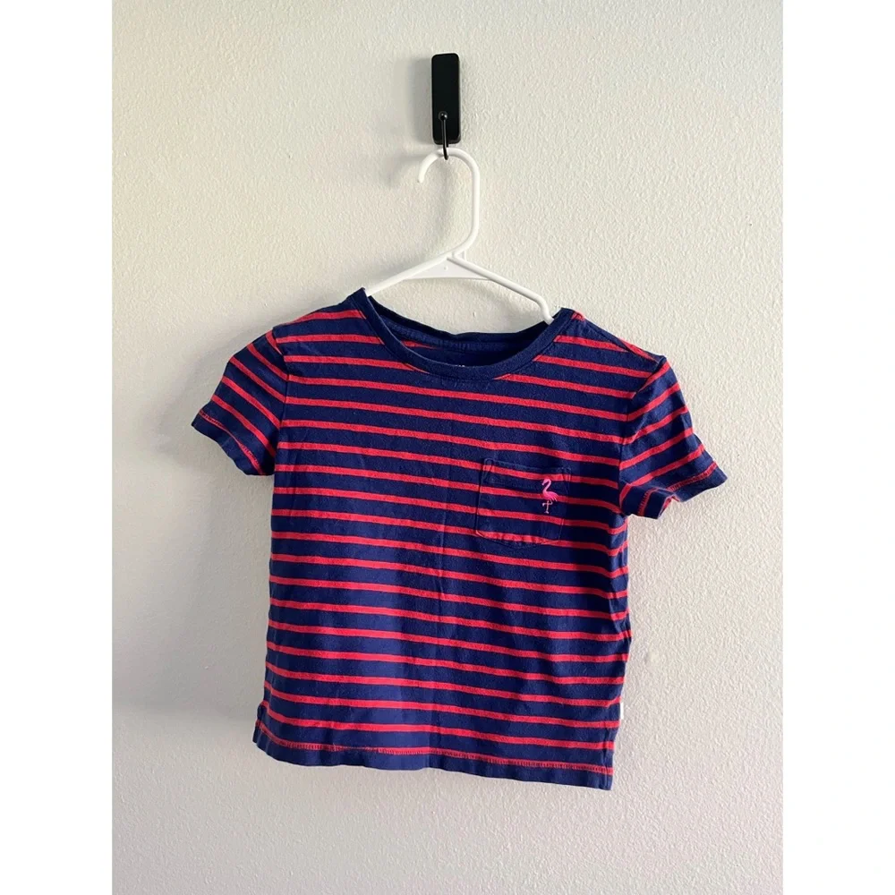 GAP • Blue & Red‎ Striped Shirt with Flamingo 🦩
